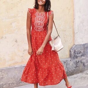 Bohme boho summer rust eyelet embroidered tiered dress new with tags size small